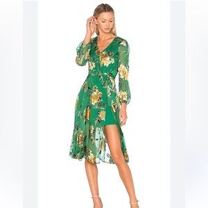 Alice + Olivia Green Floral Long Sleeve Dress